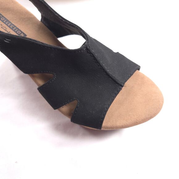 Collection by Clarks Casual Cork Wedge Sandal Womens Size 5.5 15260 Black - Picture 8 of 9